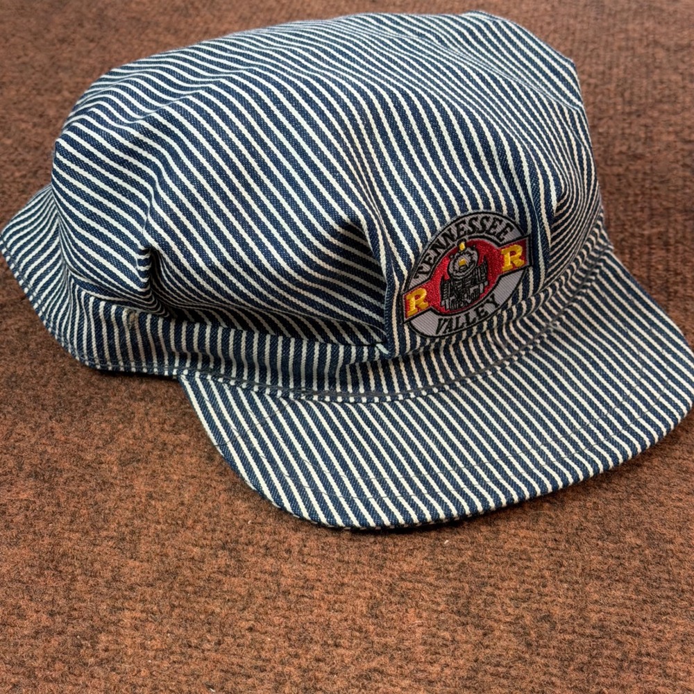 A+ Tennessee Valley Railroad Hat Men Blue Hickory Stripe Engineer Snapback Cap